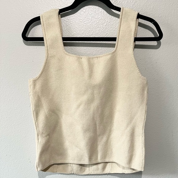 BAILEY/44-NWT Nude Neutral Light Tan Sleeveless Sparkly Top Size L - Picture 3 of 5